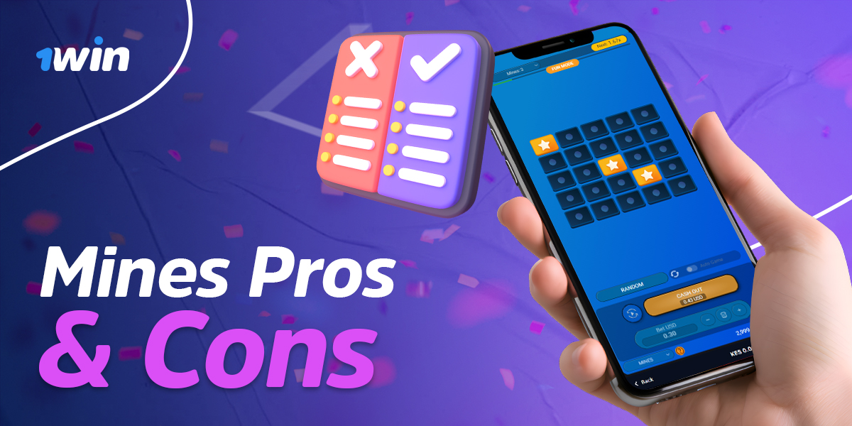 Advantages and disadvantages for playing Mines at 1win 