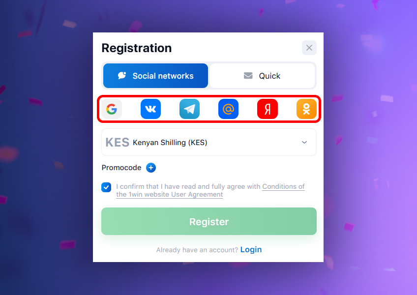 social media registration options   step 5