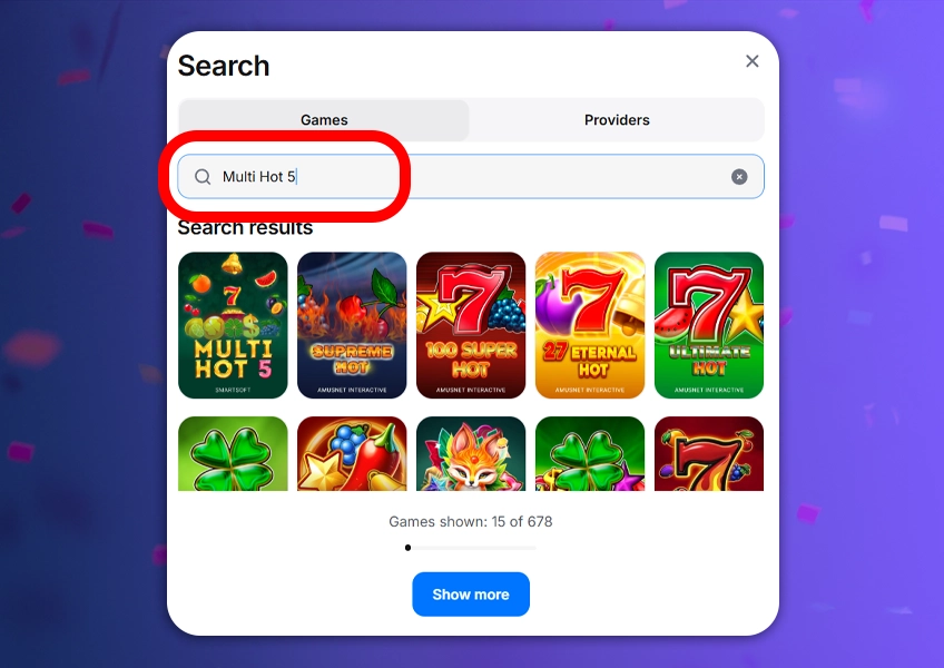 Find Multi Hot 5 slot